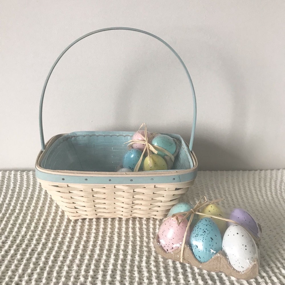 Longaberger Small Whitewash Easter Basket Combo